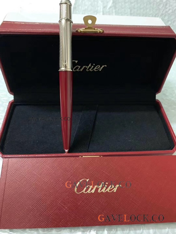 AAA Replica Cartier Diabolo Silver and Red Ballpoint Pen